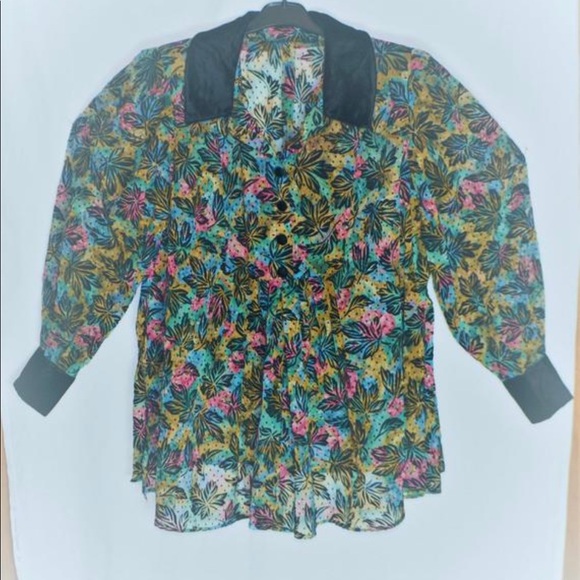 Vintage Burnout Velvet Confetti Color Babydoll Top - Picture 8 of 11